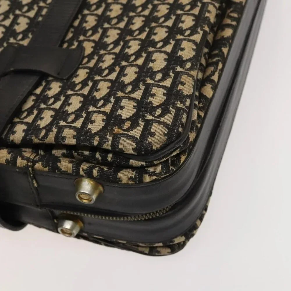 Christian Dior Trotter Canvas Trunk Navy Gold Auth 128550
